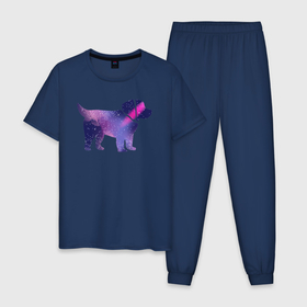 Мужская пижама хлопок с принтом Звездный пес , 100% хлопок | брюки и футболка прямого кроя, без карманов, на брюках мягкая резинка на поясе и по низу штанин
 | 