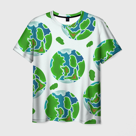 Мужская футболка 3D с принтом Планета земля, земной шар в Белгороде, 100% полиэфир | прямой крой, круглый вырез горловины, длина до линии бедер | 