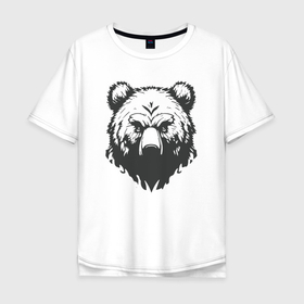 Мужская футболка хлопок Oversize с принтом Бурый медведь в Екатеринбурге, 100% хлопок | свободный крой, круглый ворот, “спинка” длиннее передней части | 