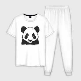 Мужская пижама хлопок с принтом Панда китайский медведь в Кировске, 100% хлопок | брюки и футболка прямого кроя, без карманов, на брюках мягкая резинка на поясе и по низу штанин
 | 