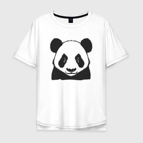 Мужская футболка хлопок Oversize с принтом Панда китайский медведь в Кировске, 100% хлопок | свободный крой, круглый ворот, “спинка” длиннее передней части | Тематика изображения на принте: 