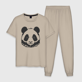 Мужская пижама хлопок с принтом Панда бамбуковый медведь в Кировске, 100% хлопок | брюки и футболка прямого кроя, без карманов, на брюках мягкая резинка на поясе и по низу штанин
 | 