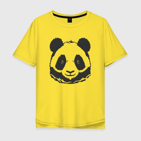 Мужская футболка хлопок Oversize с принтом Панда бамбуковый медведь в Новосибирске, 100% хлопок | свободный крой, круглый ворот, “спинка” длиннее передней части | 