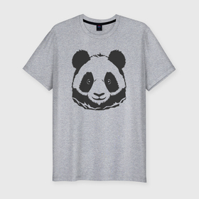 Мужская футболка хлопок Slim с принтом Панда бамбуковый медведь в Екатеринбурге, 92% хлопок, 8% лайкра | приталенный силуэт, круглый вырез ворота, длина до линии бедра, короткий рукав | 