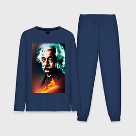 Мужская пижама с лонгсливом хлопок с принтом Ученый Альберт Эйнштейн ,  |  | 