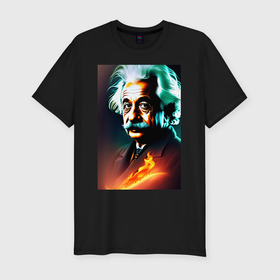 Мужская футболка хлопок Slim с принтом Ученый Альберт Эйнштейн в Новосибирске, 92% хлопок, 8% лайкра | приталенный силуэт, круглый вырез ворота, длина до линии бедра, короткий рукав | 