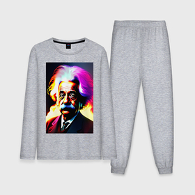 Мужская пижама с лонгсливом хлопок с принтом Великий Альберт Эйнштейн ,  |  | 