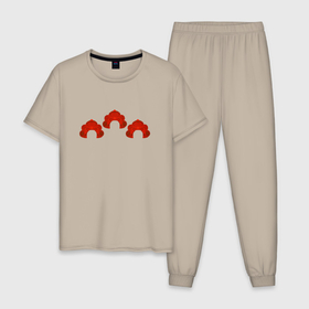 Мужская пижама хлопок с принтом Три кокошника в Курске, 100% хлопок | брюки и футболка прямого кроя, без карманов, на брюках мягкая резинка на поясе и по низу штанин
 | 