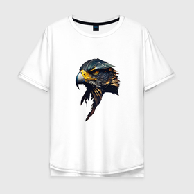 Мужская футболка хлопок Oversize с принтом Беркут   хищная птица в Курске, 100% хлопок | свободный крой, круглый ворот, “спинка” длиннее передней части | 