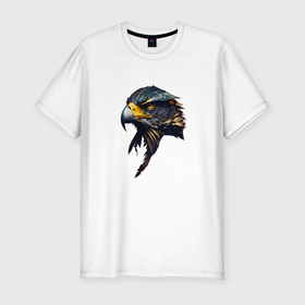 Мужская футболка хлопок Slim с принтом Беркут   хищная птица в Белгороде, 92% хлопок, 8% лайкра | приталенный силуэт, круглый вырез ворота, длина до линии бедра, короткий рукав | Тематика изображения на принте: 
