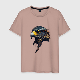 Мужская футболка хлопок с принтом Беркут   хищная птица в Белгороде, 100% хлопок | прямой крой, круглый вырез горловины, длина до линии бедер, слегка спущенное плечо. | 