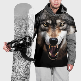 Накидка на куртку 3D с принтом Агрессивный рычащий волк в Кировске, 100% полиэстер |  | Тематика изображения на принте: 
