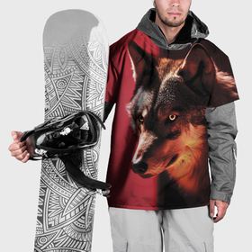 Накидка на куртку 3D с принтом Волк с суровым взглядом в Курске, 100% полиэстер |  | 