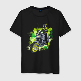 Мужская футболка хлопок с принтом Крутая Девушка на мотоцикле в Кировске, 100% хлопок | прямой крой, круглый вырез горловины, длина до линии бедер, слегка спущенное плечо. | 