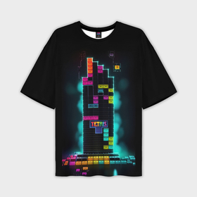 Мужская футболка oversize 3D Неоновый тетрис: в Ухте,  |  |