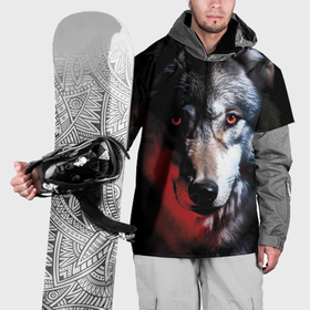 Накидка на куртку 3D с принтом Волк с красным глазом в Белгороде, 100% полиэстер |  | 