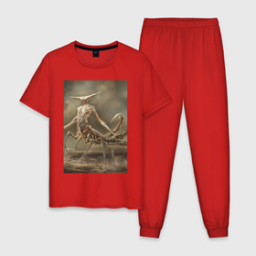 Мужская пижама хлопок с принтом Скорпион фантастика в Кировске, 100% хлопок | брюки и футболка прямого кроя, без карманов, на брюках мягкая резинка на поясе и по низу штанин
 | 