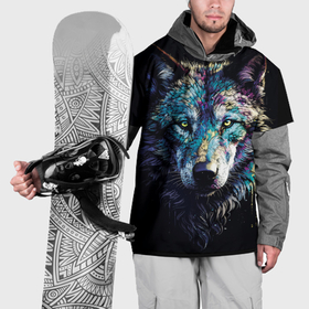 Накидка на куртку 3D с принтом Разноцветный волк в Екатеринбурге, 100% полиэстер |  | Тематика изображения на принте: 