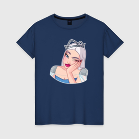 Женская футболка хлопок с принтом Снежная королева устала в Тюмени, 100% хлопок | прямой крой, круглый вырез горловины, длина до линии бедер, слегка спущенное плечо | 