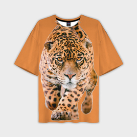 Мужская футболка oversize 3D с принтом Ягуар на охоте в Петрозаводске,  |  | 