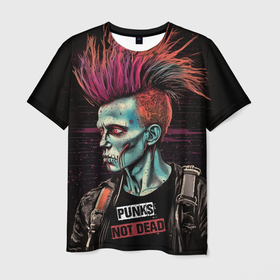 Мужская футболка 3D с принтом Панк               зомби в Курске, 100% полиэфир | прямой крой, круглый вырез горловины, длина до линии бедер | 