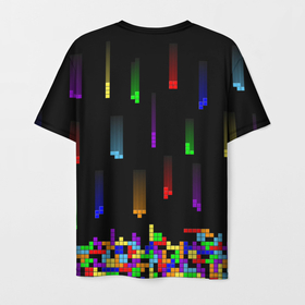 Мужская футболка 3D с принтом Falling blocks tetris в Курске, 100% полиэфир | прямой крой, круглый вырез горловины, длина до линии бедер | 