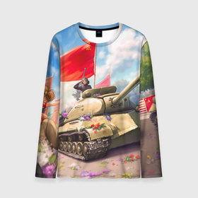 Мужской лонгслив 3D с принтом Русский танк в Курске, 100% полиэстер | длинные рукава, круглый вырез горловины, полуприлегающий силуэт | 