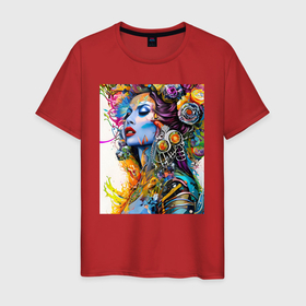 Мужская футболка хлопок с принтом Psychedelic girl в Тюмени, 100% хлопок | прямой крой, круглый вырез горловины, длина до линии бедер, слегка спущенное плечо. | Тематика изображения на принте: 