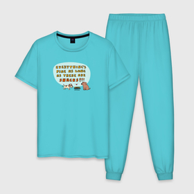 Мужская пижама хлопок с принтом всё в порядке, пока есть закуски , 100% хлопок | брюки и футболка прямого кроя, без карманов, на брюках мягкая резинка на поясе и по низу штанин
 | 