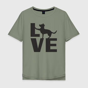 Мужская футболка хлопок Oversize с принтом Люблю собак , 100% хлопок | свободный крой, круглый ворот, “спинка” длиннее передней части | 