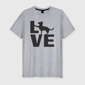 Мужская футболка хлопок Slim с принтом Люблю собак в Кировске, 92% хлопок, 8% лайкра | приталенный силуэт, круглый вырез ворота, длина до линии бедра, короткий рукав | 
