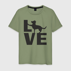 Мужская футболка хлопок с принтом Люблю собак в Кировске, 100% хлопок | прямой крой, круглый вырез горловины, длина до линии бедер, слегка спущенное плечо. | 