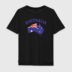 Мужская футболка хлопок Oversize с принтом Australia в Петрозаводске, 100% хлопок | свободный крой, круглый ворот, “спинка” длиннее передней части | Тематика изображения на принте: 
