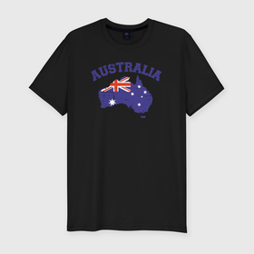 Мужская футболка хлопок Slim с принтом Australia в Курске, 92% хлопок, 8% лайкра | приталенный силуэт, круглый вырез ворота, длина до линии бедра, короткий рукав | 