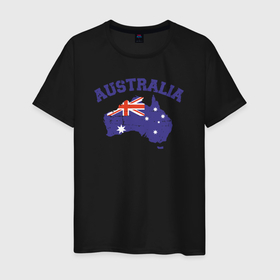 Мужская футболка хлопок с принтом Australia в Петрозаводске, 100% хлопок | прямой крой, круглый вырез горловины, длина до линии бедер, слегка спущенное плечо. | 