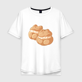 Мужская футболка хлопок Oversize с принтом котики булочки , 100% хлопок | свободный крой, круглый ворот, “спинка” длиннее передней части | 