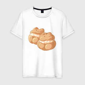 Мужская футболка хлопок с принтом котики булочки в Санкт-Петербурге, 100% хлопок | прямой крой, круглый вырез горловины, длина до линии бедер, слегка спущенное плечо. | 