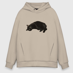 Мужское худи Oversize хлопок с принтом пожалей котика в Ухте, френч-терри — 70% хлопок, 30% полиэстер. Мягкий теплый начес внутри —100% хлопок | боковые карманы, эластичные манжеты и нижняя кромка, капюшон на магнитной кнопке | Тематика изображения на принте: 