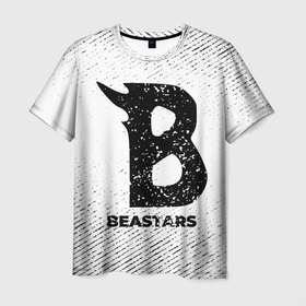 Мужская футболка 3D с принтом Beastars с потертостями на светлом фоне в Петрозаводске, 100% полиэфир | прямой крой, круглый вырез горловины, длина до линии бедер | Тематика изображения на принте: 
