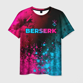 Мужская футболка 3D с принтом Berserk   neon gradient: символ сверху в Кировске, 100% полиэфир | прямой крой, круглый вырез горловины, длина до линии бедер | 