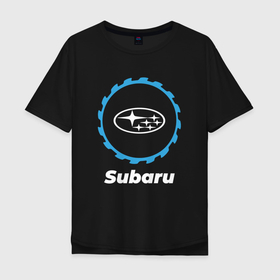 Мужская футболка хлопок Oversize с принтом Subaru в стиле Top Gear в Курске, 100% хлопок | свободный крой, круглый ворот, “спинка” длиннее передней части | 