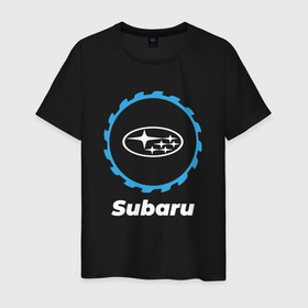 Мужская футболка хлопок с принтом Subaru в стиле Top Gear в Петрозаводске, 100% хлопок | прямой крой, круглый вырез горловины, длина до линии бедер, слегка спущенное плечо. | 