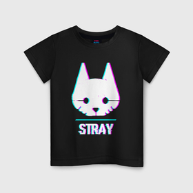 Детская футболка хлопок с принтом Stray в стиле glitch и баги графики в Екатеринбурге, 100% хлопок | круглый вырез горловины, полуприлегающий силуэт, длина до линии бедер | 
