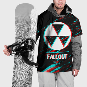 Накидка на куртку 3D с принтом Fallout в стиле glitch и баги графики на темном фоне в Екатеринбурге, 100% полиэстер |  | 