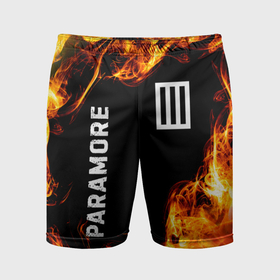 Мужские шорты спортивные с принтом Paramore и пылающий огонь в Санкт-Петербурге,  |  | Тематика изображения на принте: 