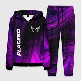 Мужской костюм 3D с принтом Placebo violet plasma в Новосибирске, 100% полиэстер | Манжеты и пояс оформлены тканевой резинкой, двухслойный капюшон со шнурком для регулировки, карманы спереди | 