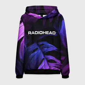 Мужская толстовка 3D с принтом Radiohead neon monstera в Новосибирске, 100% полиэстер | двухслойный капюшон со шнурком для регулировки, мягкие манжеты на рукавах и по низу толстовки, спереди карман-кенгуру с мягким внутренним слоем. | 