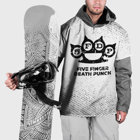 Накидка на куртку 3D с принтом Five Finger Death Punch с потертостями на светлом фоне в Кировске, 100% полиэстер |  | 