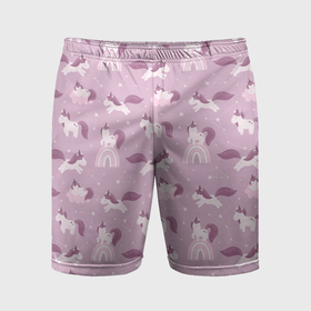 Мужские шорты спортивные с принтом Розовый паттерн с единорогом в Белгороде,  |  | Тематика изображения на принте: 