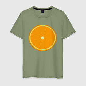 Мужская футболка хлопок с принтом Кружок апельсина в Петрозаводске, 100% хлопок | прямой крой, круглый вырез горловины, длина до линии бедер, слегка спущенное плечо. | Тематика изображения на принте: 